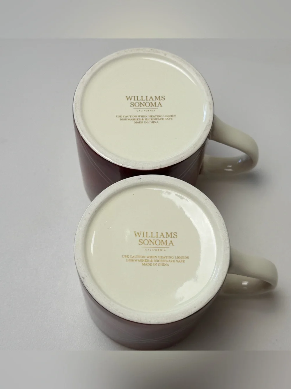 Williams Sonoma Red Green White Tartan Holiday Ceramic Mugs Set of 2 Christmas